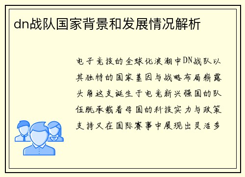 dn战队国家背景和发展情况解析